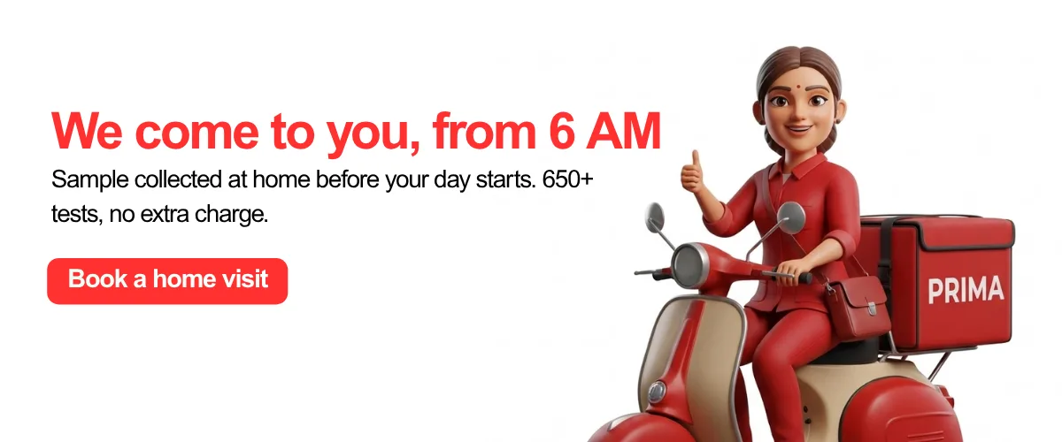 We come to you, from 6 AM — home sample collection, 650+ tests, no extra charge