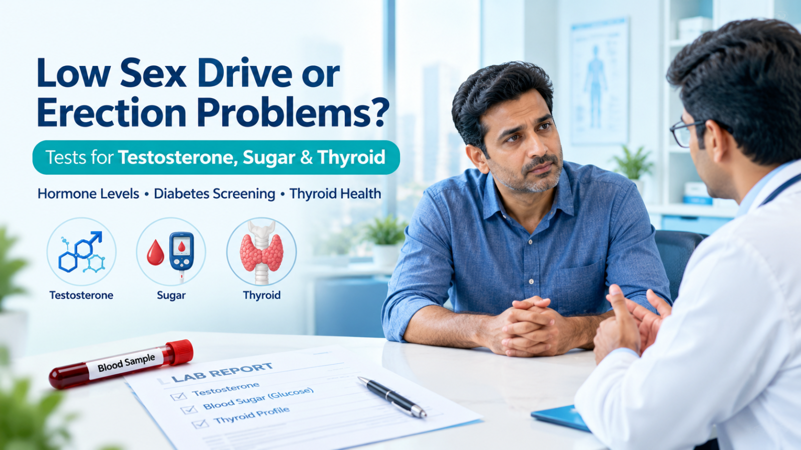 Low Sex Drive or Erection Problems? Tests for Testosterone, Sugar and Thyroid