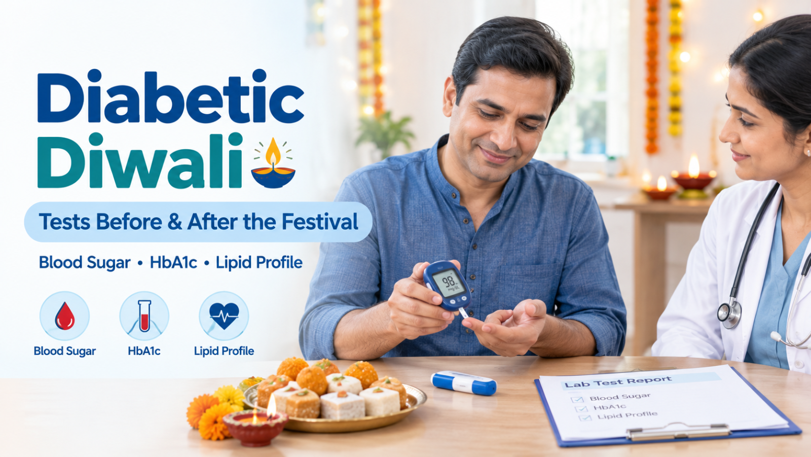 Diabetic This Diwali – Tests to Do Before and After the Festival
