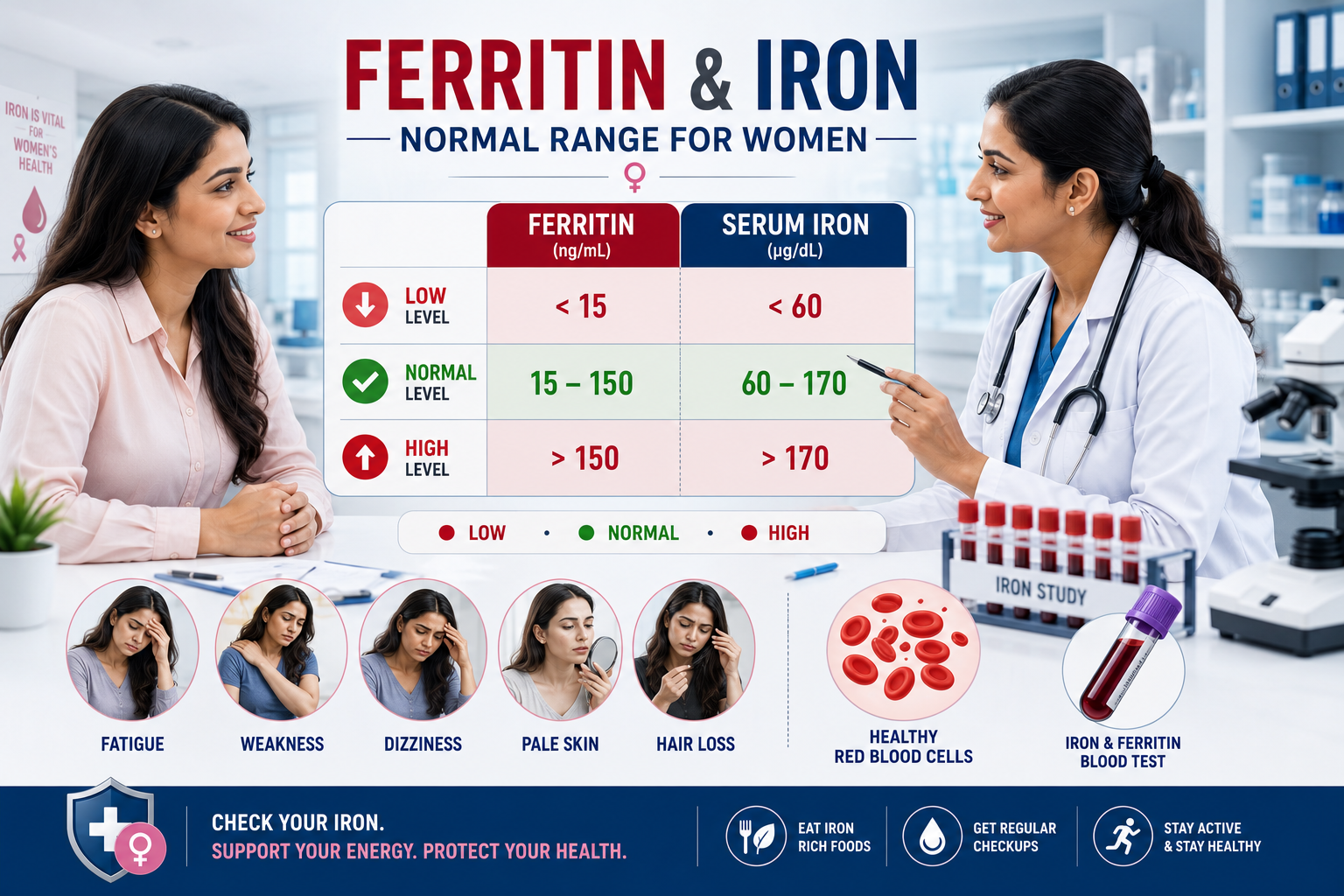 Ferritin and Iron Normal Range Chart for Women