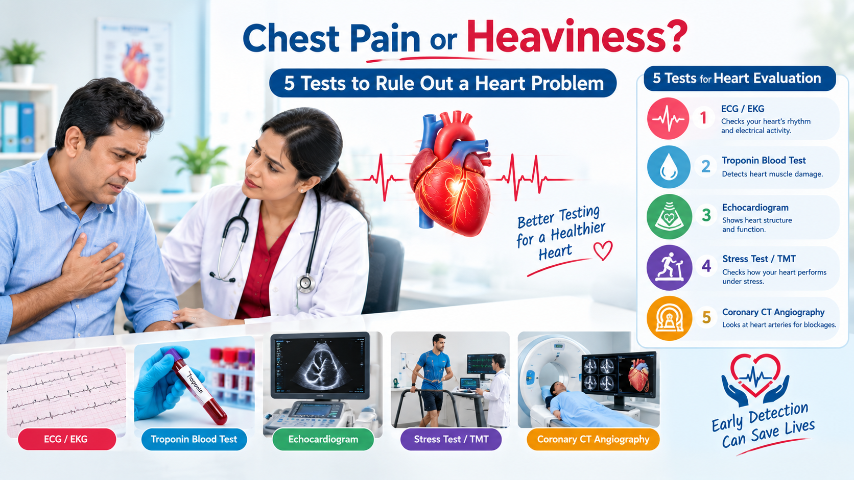 Chest Pain or Heaviness? 5 Tests to Rule Out a Heart Problem