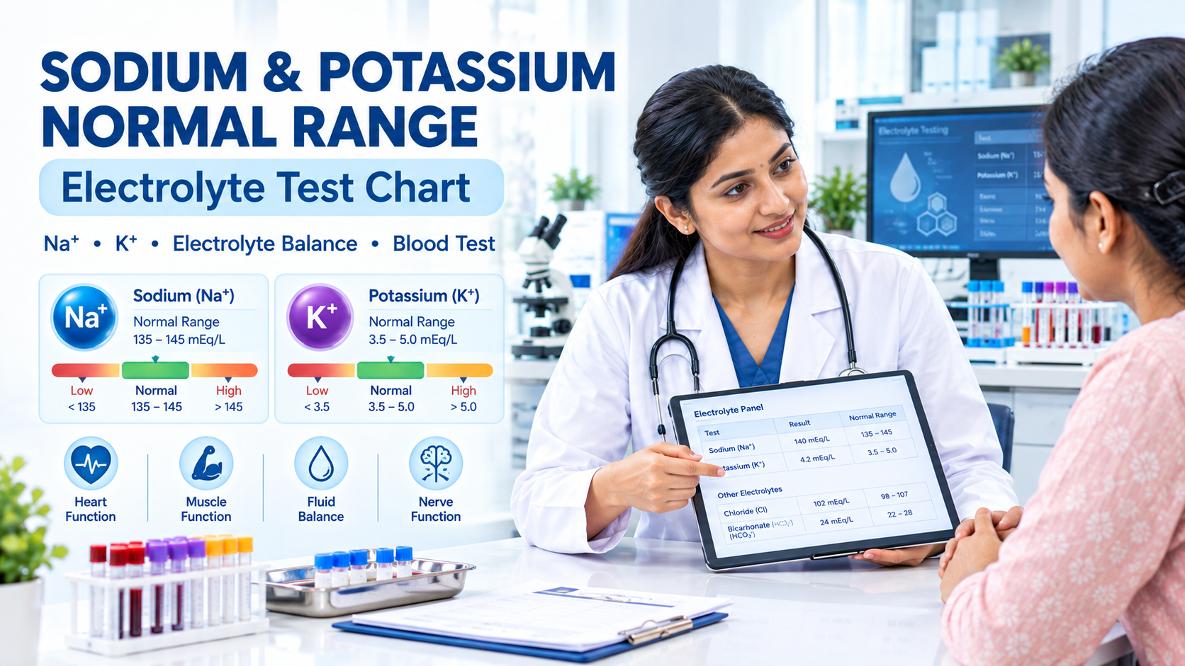 Sodium and Potassium Normal Range - Electrolyte Test Chart